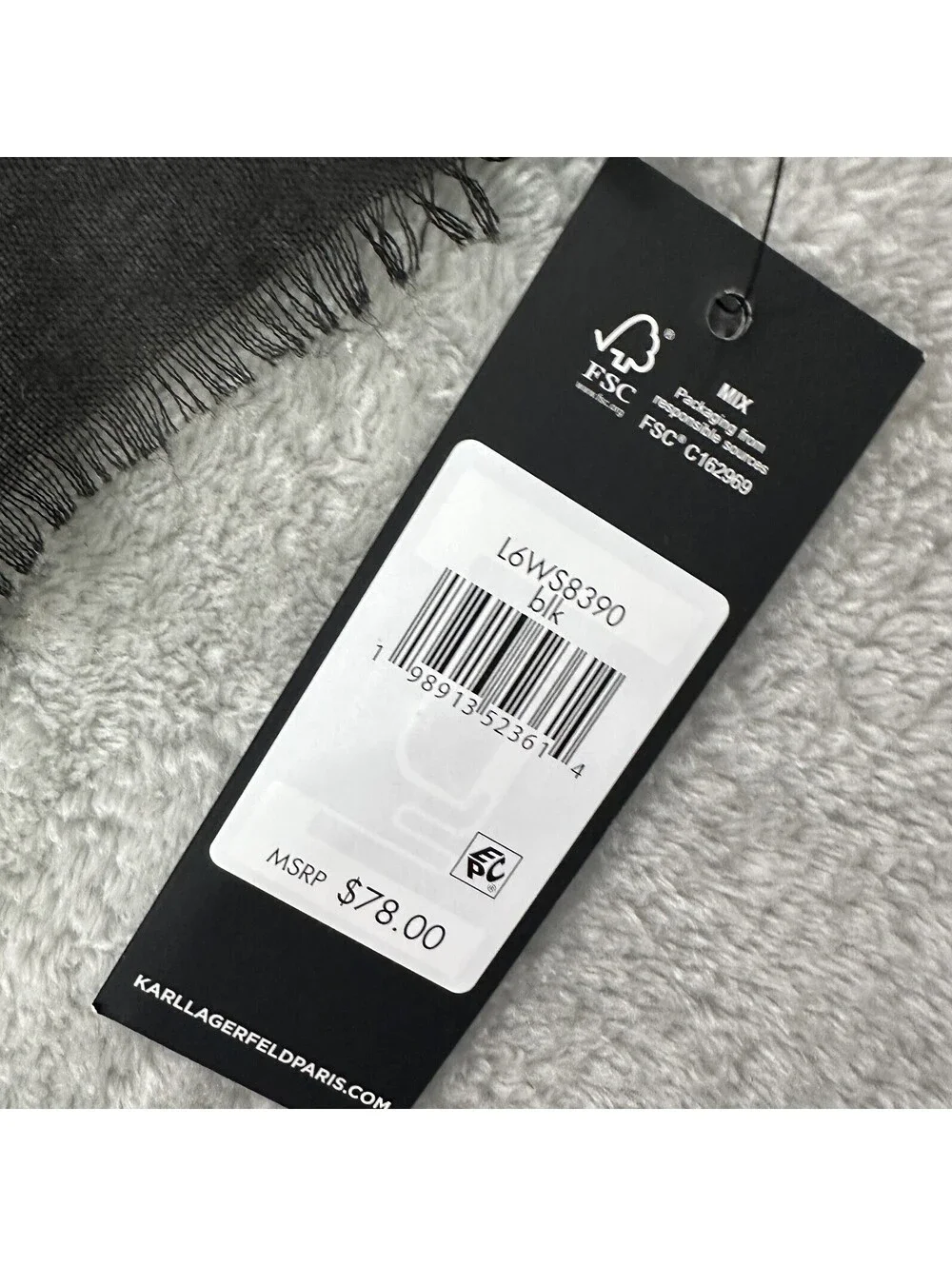 NWT Karl Lagerfeld Paris Lightweight Chiffon Scarf Polka Dot Black White